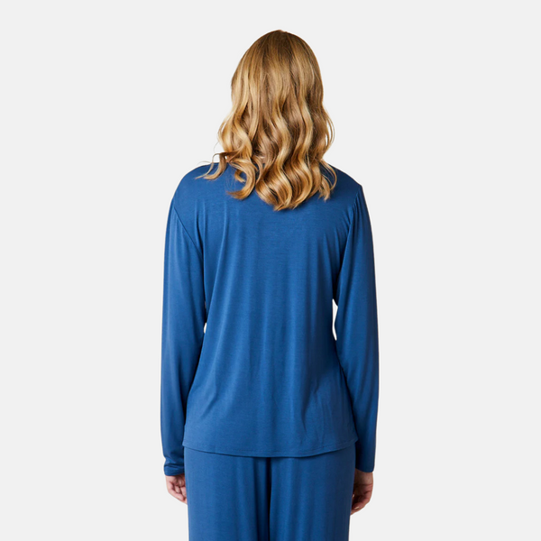 Jordan bamboo long sleeve nightgown - dusty blue