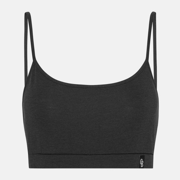 Black bamboo bra top with thin straps - 2 pack