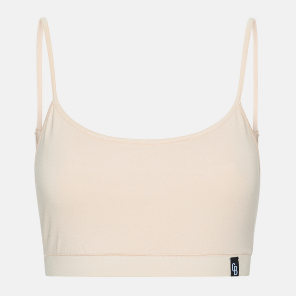 Cream bamboo bra top with thin straps - 2 pack