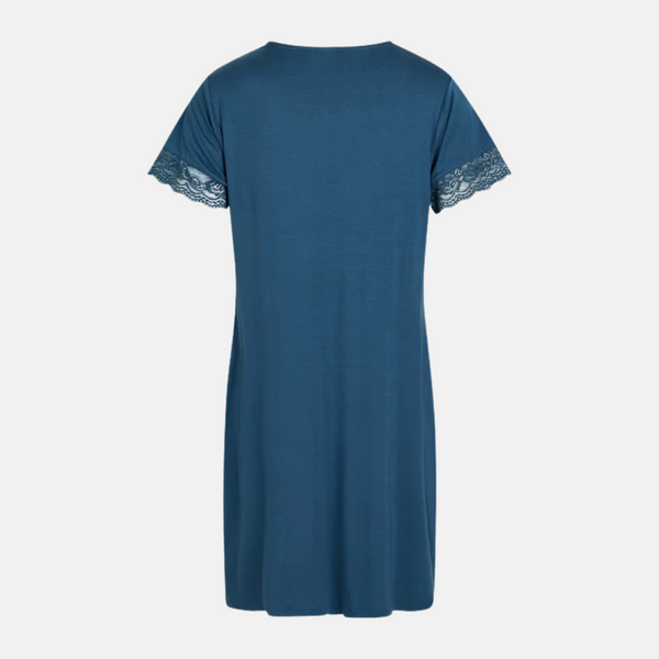 Karita bamboo short-sleeved nightgown - dusty blue