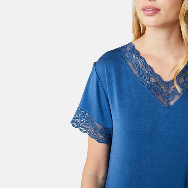 Karita bamboo short-sleeved nightgown - dusty blue