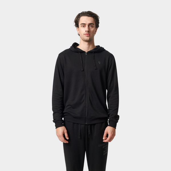 Black bamboo hoodie with zipper
