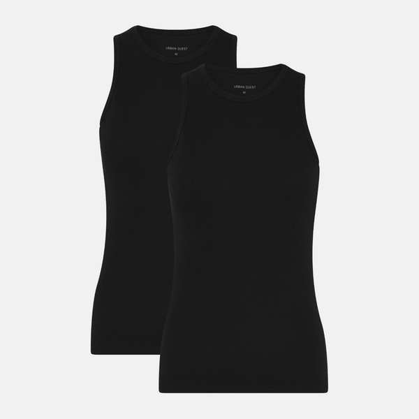 2-Pack Bamboo Tank Top in Rib - Black