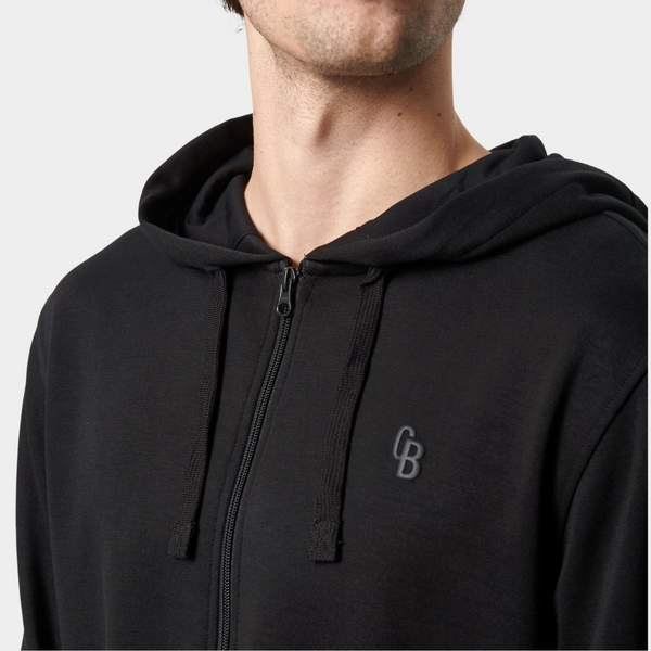 Black bamboo hoodie with zipper