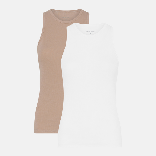 2-Pack Bamboo Ribbed Tank Top - White-nude