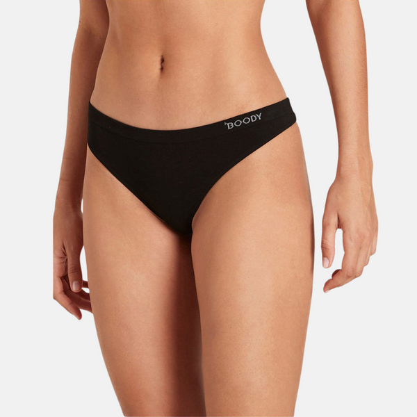 Black bamboo thong panties