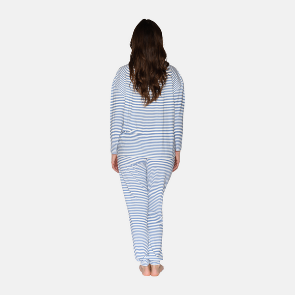 Britt long sleeve bamboo t-shirt - light blue striped