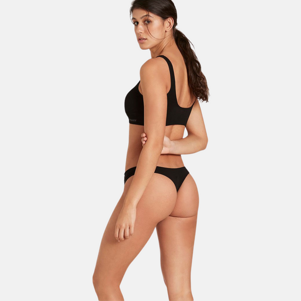 Black bamboo thong panties
