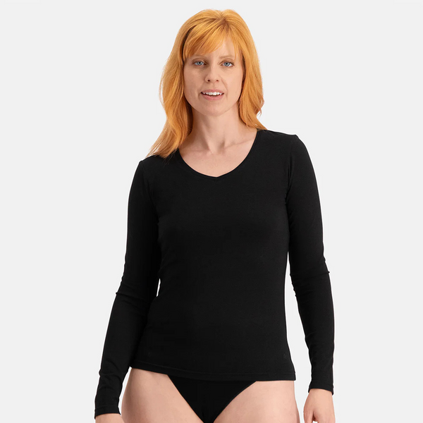 Liv bamboo v-neck long sleeve t-shirt - black 2 pack