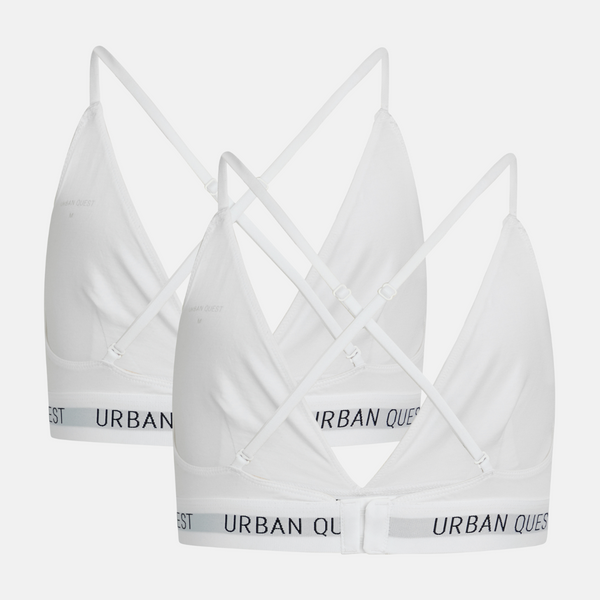 White bamboo triangle bra with adjustable straps - 2 pack
