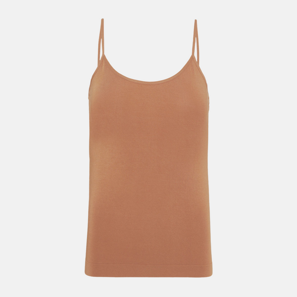 Tan nude bamboo top with thin straps