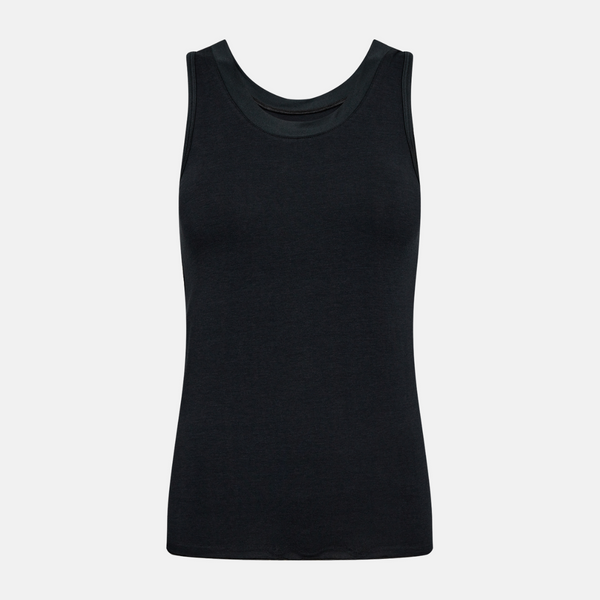 Black bamboo tank top with feminine details