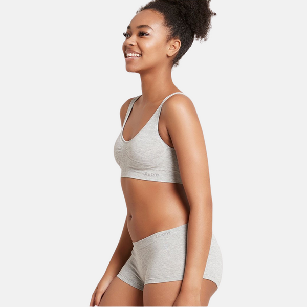 Light grey padded bamboo bra without underwire