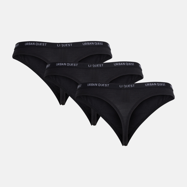 Bamboo thong 3 pack - black