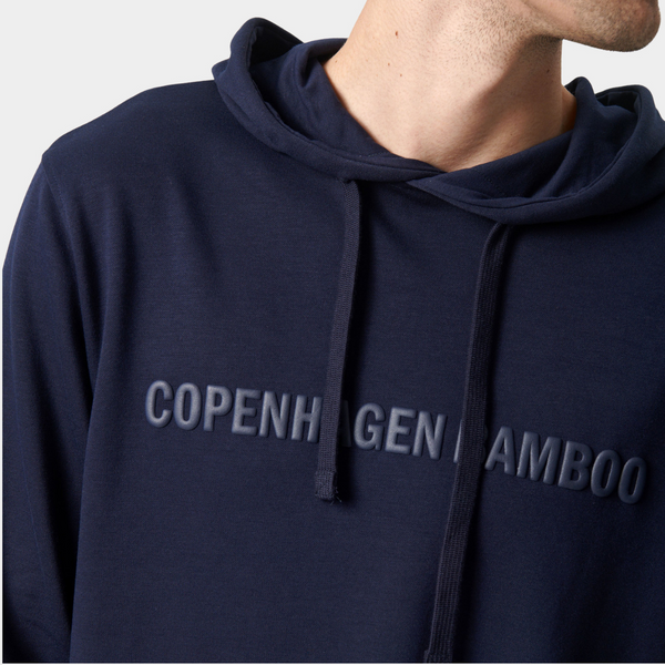 Navy bamboo hoodie with logo