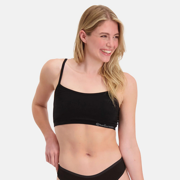 Elle bamboo bra with adjustable straps - black 2 pack