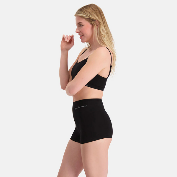 Stella high-waisted, corrective bamboo hotpants - Black 2 pack