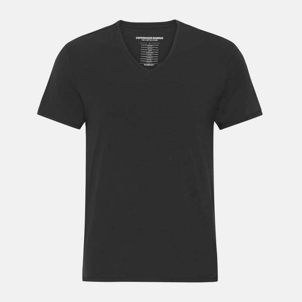 Black slim fit v-neck bamboo T-shirts - 2 pack