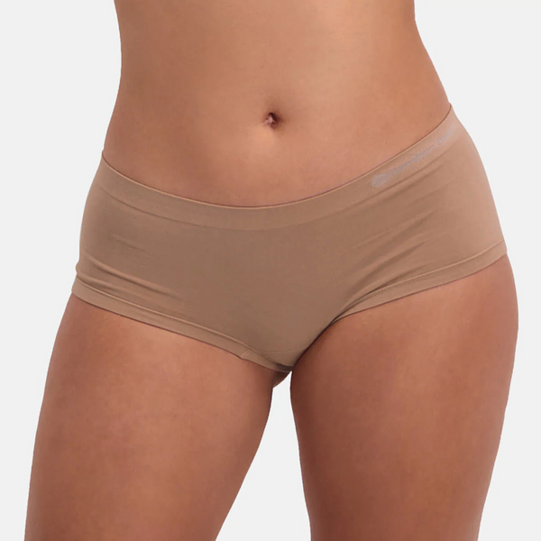 Sophie bamboo hipsters with narrow elastic hem - tan nude 2 pack