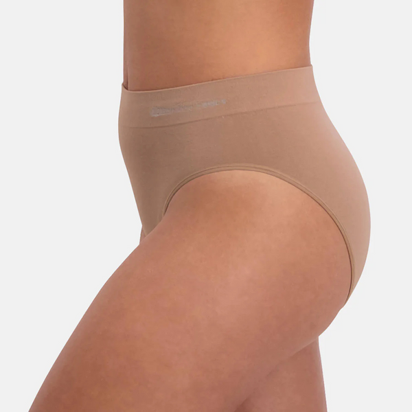 Belle bamboo maxi panties with narrow elastic edge - tan nude 3 pack