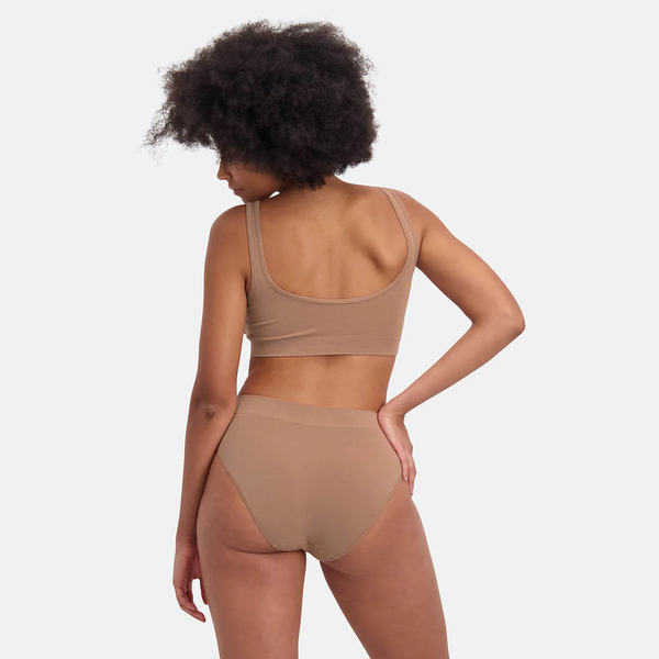 Belle bamboo maxi panties with narrow elastic edge - tan nude 3 pack