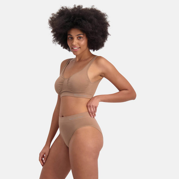 Belle bamboo maxi panties with narrow elastic edge - tan nude 3 pack