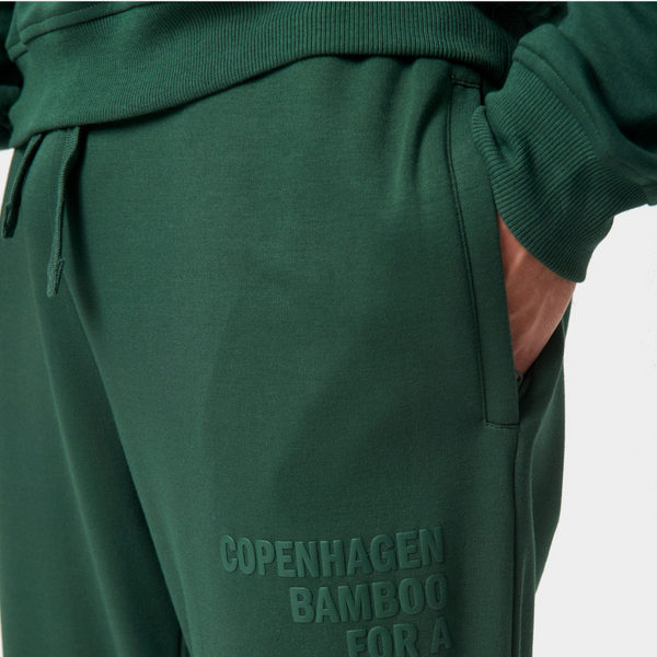 Green bamboo hoodie jogging set with logo