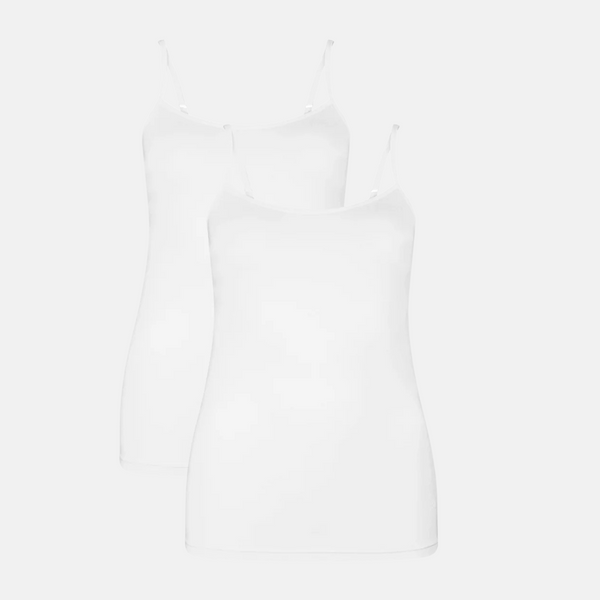 Vera bamboo tank top - white 2 pack