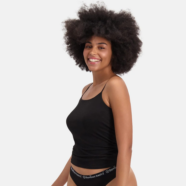 Vera bamboo tank top - black 2 pack