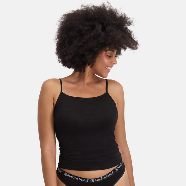 Vera bamboo tank top - black 2 pack