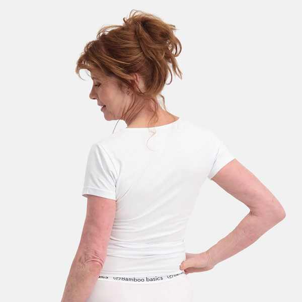 Kate bamboo round neck T-shirt - white 2 pack