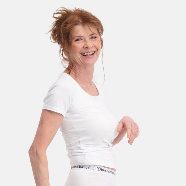 Kate bamboo round neck T-shirt - white 2 pack