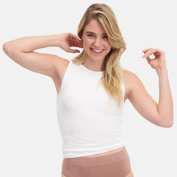 River rib bamboo tank top - white 2 pack