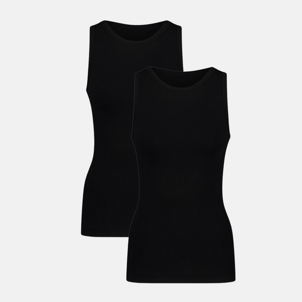 River rib bamboo tank top - black 2 pack