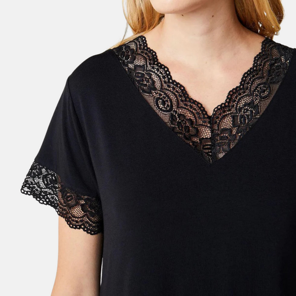 Karita bamboo short-sleeved nightgown - black