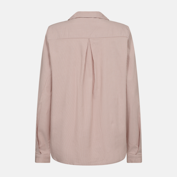 Pink striped bamboo long-sleeved nightgown