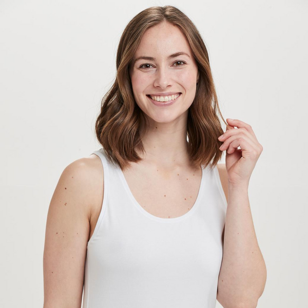 White bamboo tank top wide strap