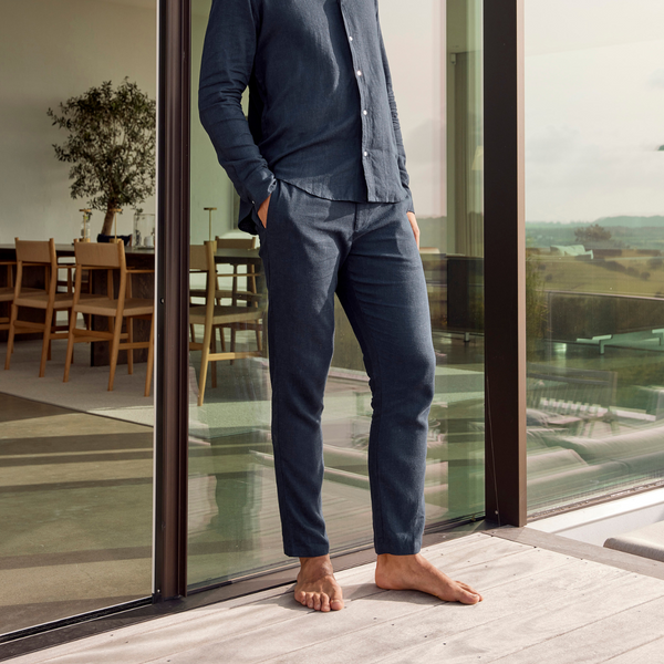 Navy bamboo and linen trousers