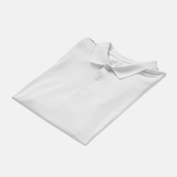 White pique bamboo polo shirt