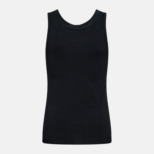 Black bamboo tank top with feminine details