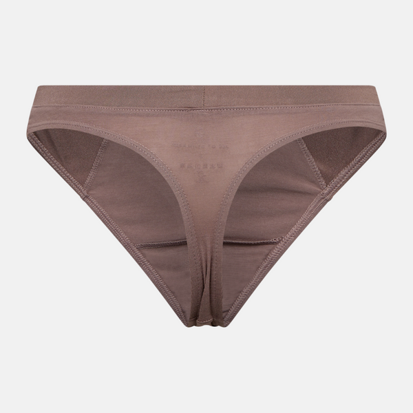Taupe Bamboo G-string Panties with Feminine Details