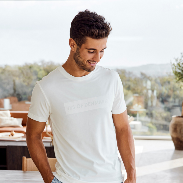 White bamboo T-shirt with logo