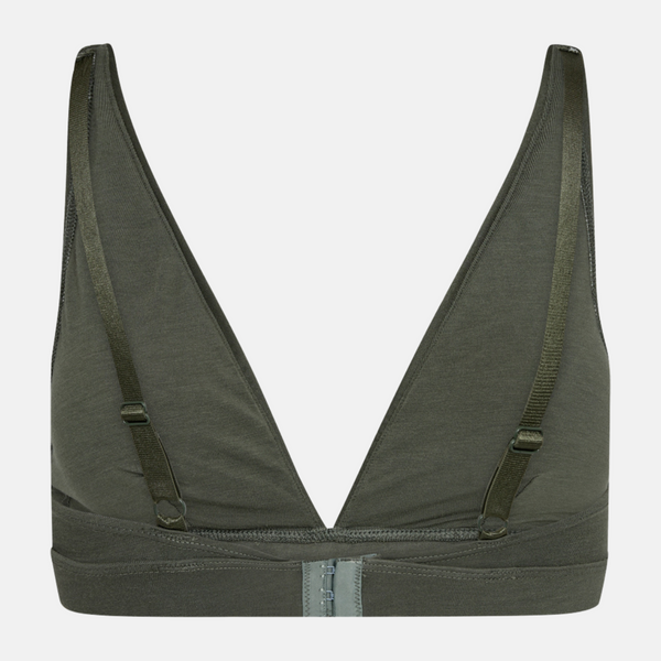 Green bamboo triangle bra with feminine details