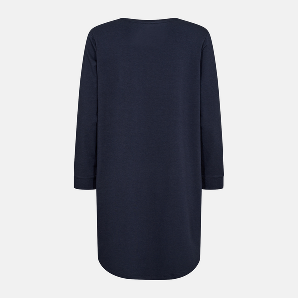 Long-sleeved bamboo T-shirt dress navy