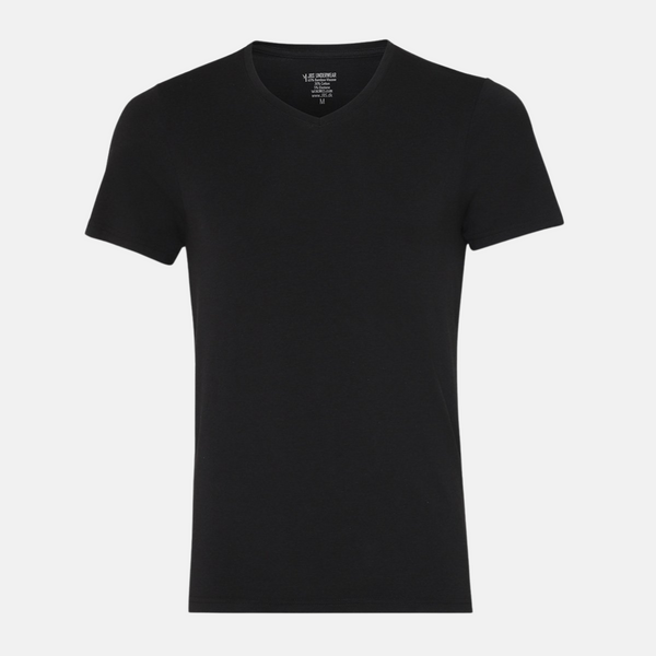 2 black slim fit bamboo v-neck T-shirts
