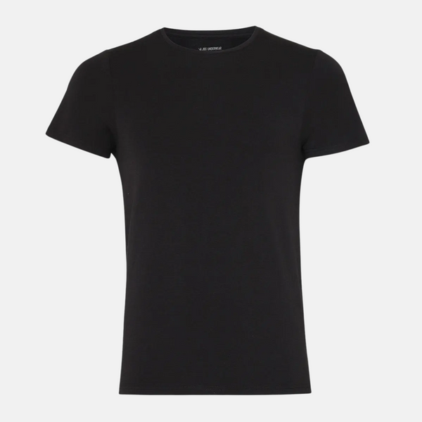 2 black slim fit bamboo crew neck T-shirts