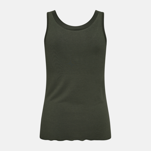 Green bamboo tank top with feminine details