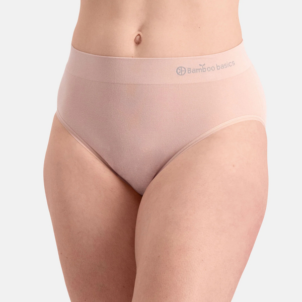 Belle bamboo maxi panties with narrow elastic edge - rose nude 3 pack