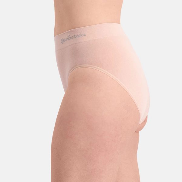 Belle bamboo maxi panties with narrow elastic edge - rose nude 3 pack