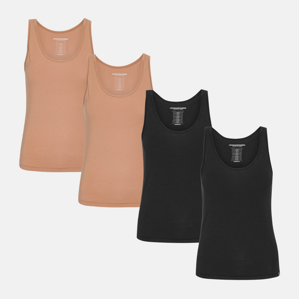 4 pack bamboo tops black/tan